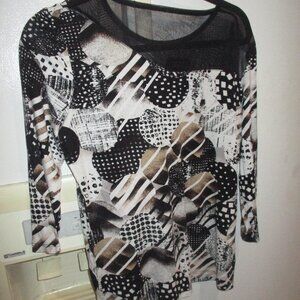Lynn Ritchie easycare knit Print Top Tunic Women’s Size S